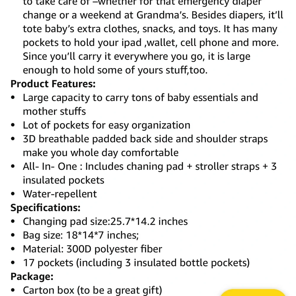 Hap Tim Multi- function Large Grey Baby Diaper Bag Backpack with Stroller Straps